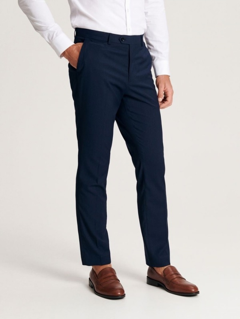 Navy Men's Reserved Slim Fit Suits | 03768UYTZ