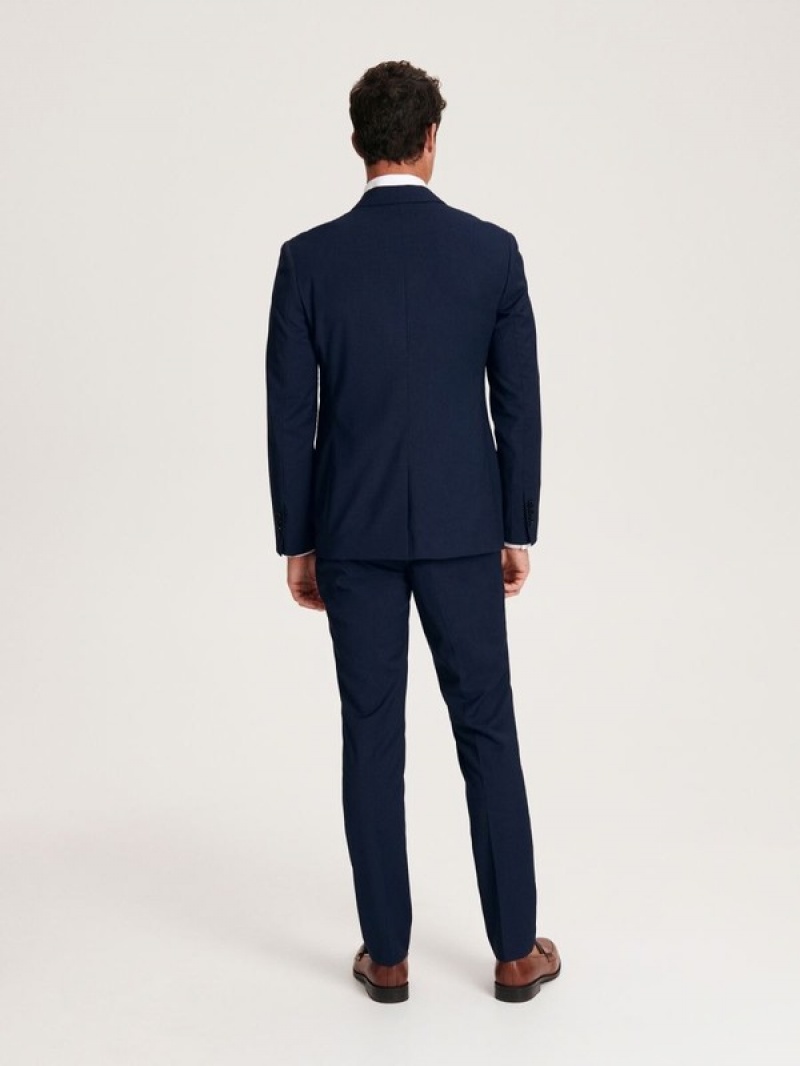 Navy Men's Reserved Slim Fit Suits | 46972IOBY