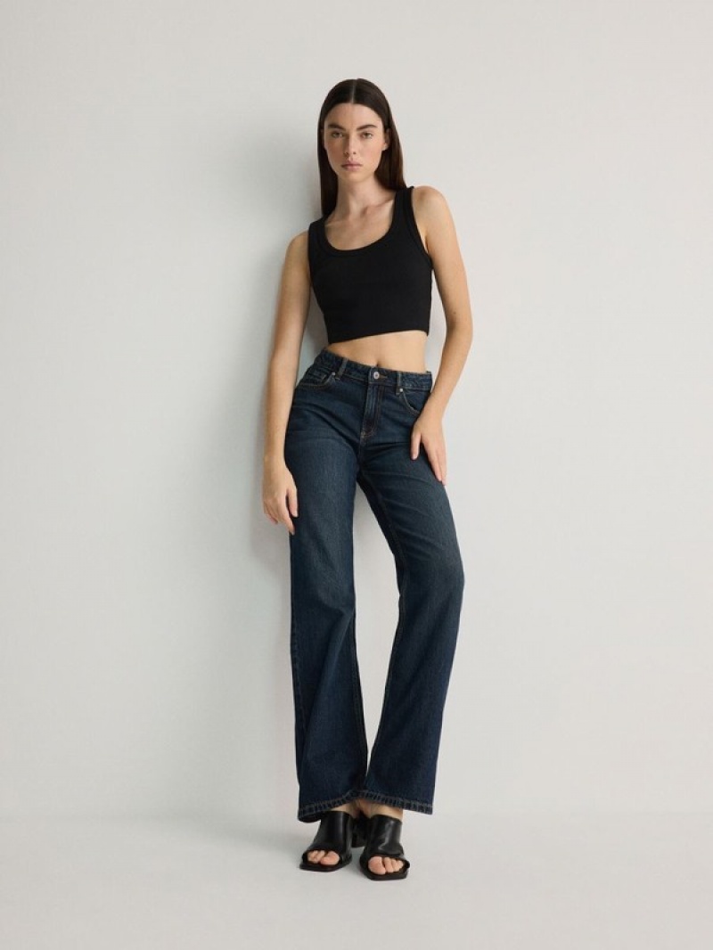 Navy Women's Reserved Straight Jeans | 67928STNU