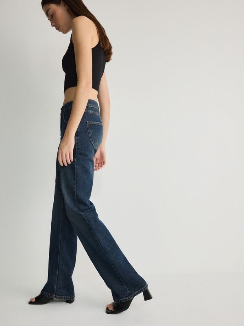 Navy Women's Reserved Straight Jeans | 67928STNU