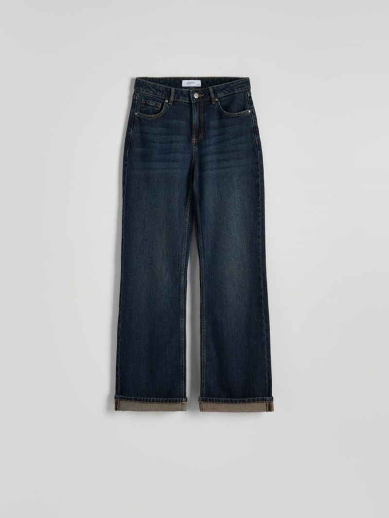 Navy Women's Reserved Straight Jeans | 67928STNU