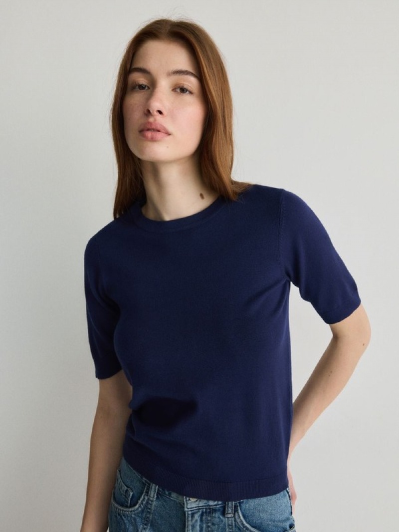 Navy Women's Reserved Viscose Rich Top Sweaters | 30957KSVI