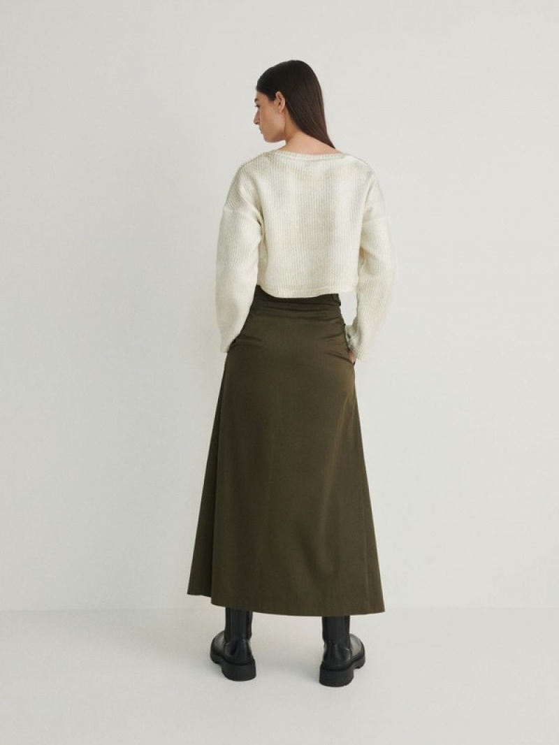 Olive Women's Reserved Adjustable Waist Skirts | 68073EDZN