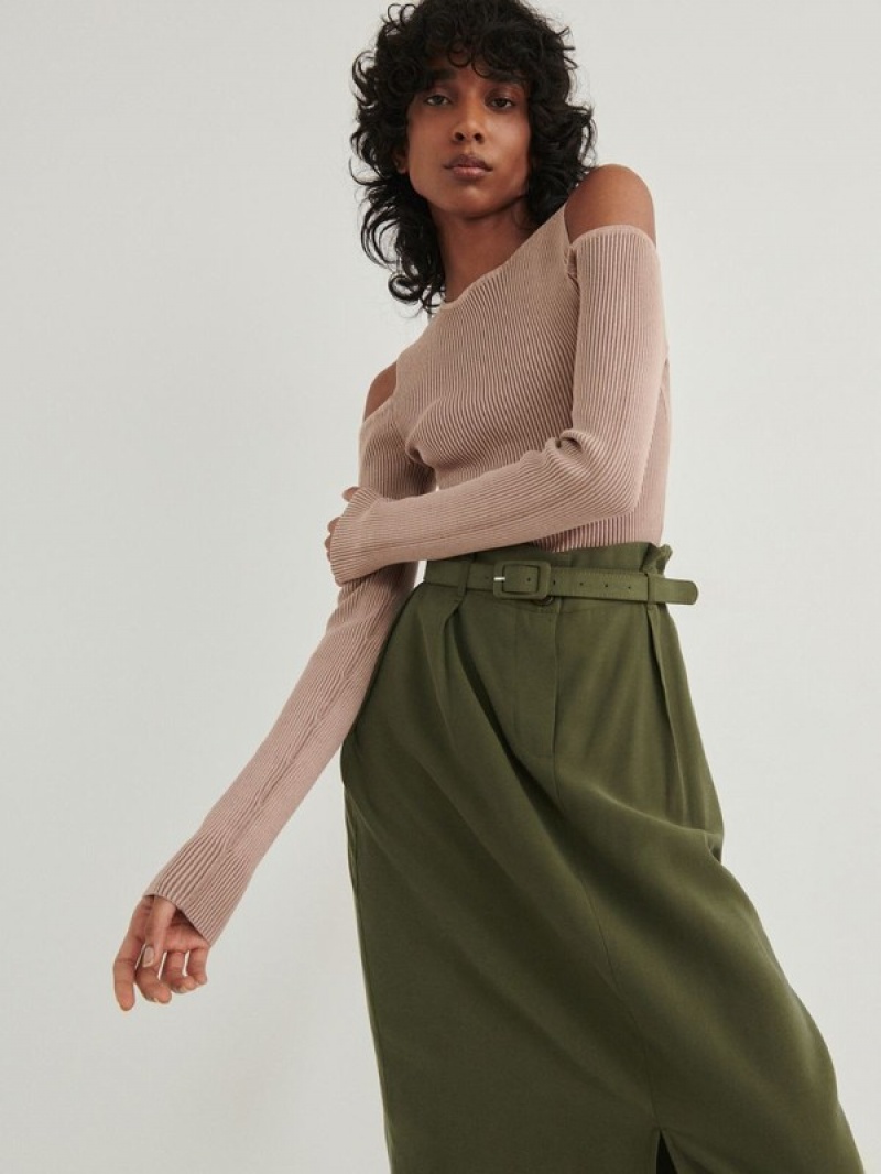 Olive Women's Reserved Midi With Skirts | 09467CDPA