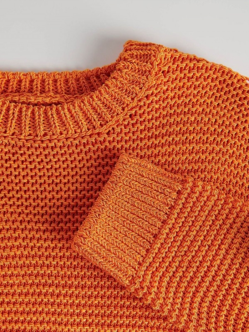 Orange Women's Reserved Structural Knit Sweaters | 71206ULCW