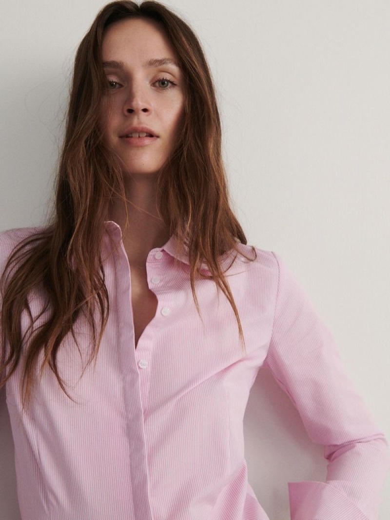 Pink Women's Reserved Cotton Rich Shirts | 67340PXOF