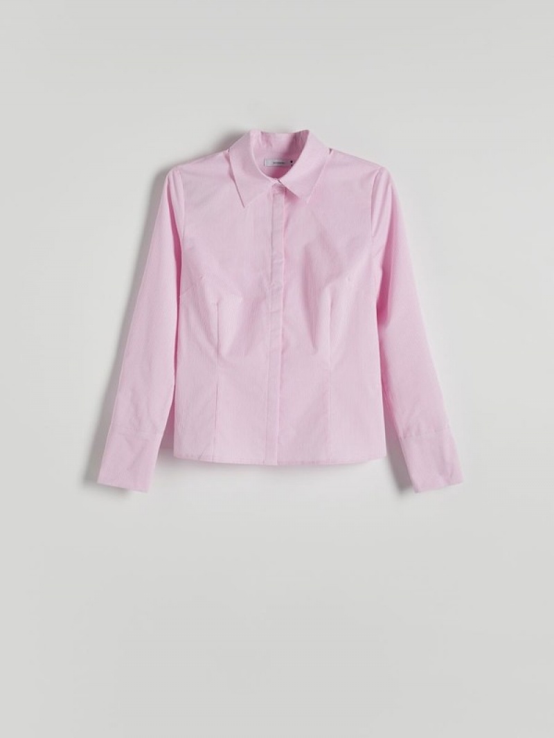 Pink Women's Reserved Cotton Rich Shirts | 67340PXOF