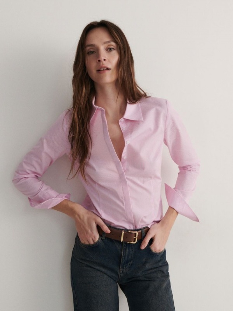 Pink Women\'s Reserved Cotton Rich Shirts | 67340PXOF