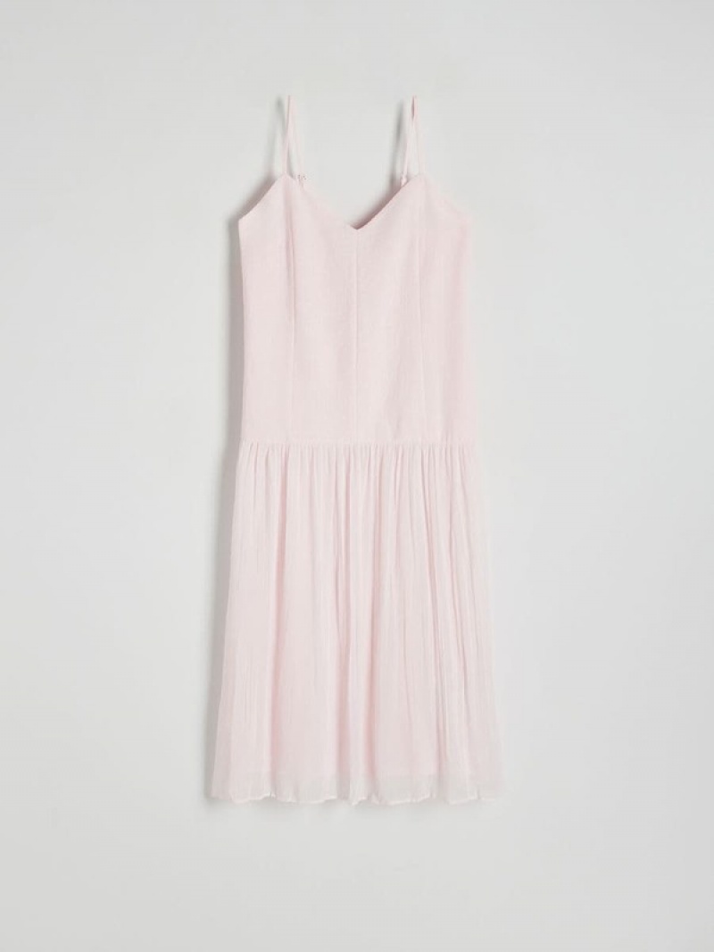 Pink Women's Reserved Pleated Dress | 62150TVZS