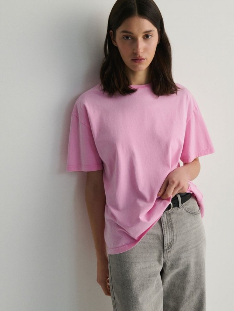 Pink Women's Reserved Regular Fit T-shirts | 38610DTYX