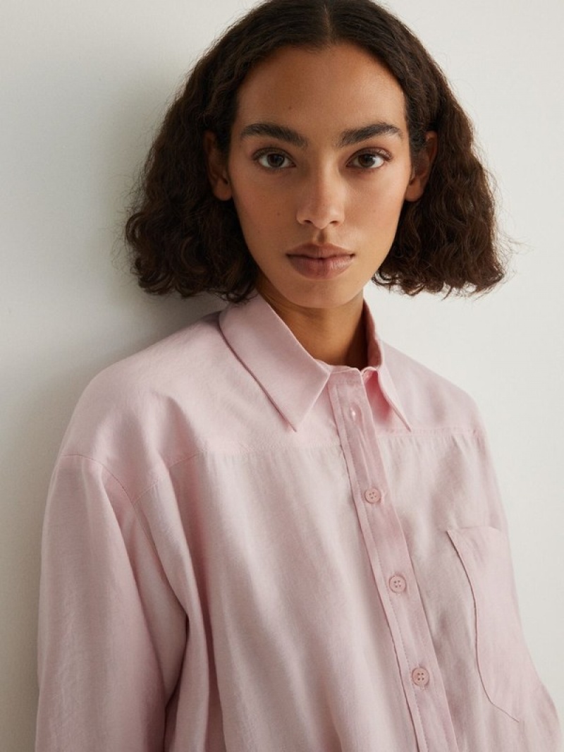 Pink Women's Reserved Viscose Shirts | 68529TADS