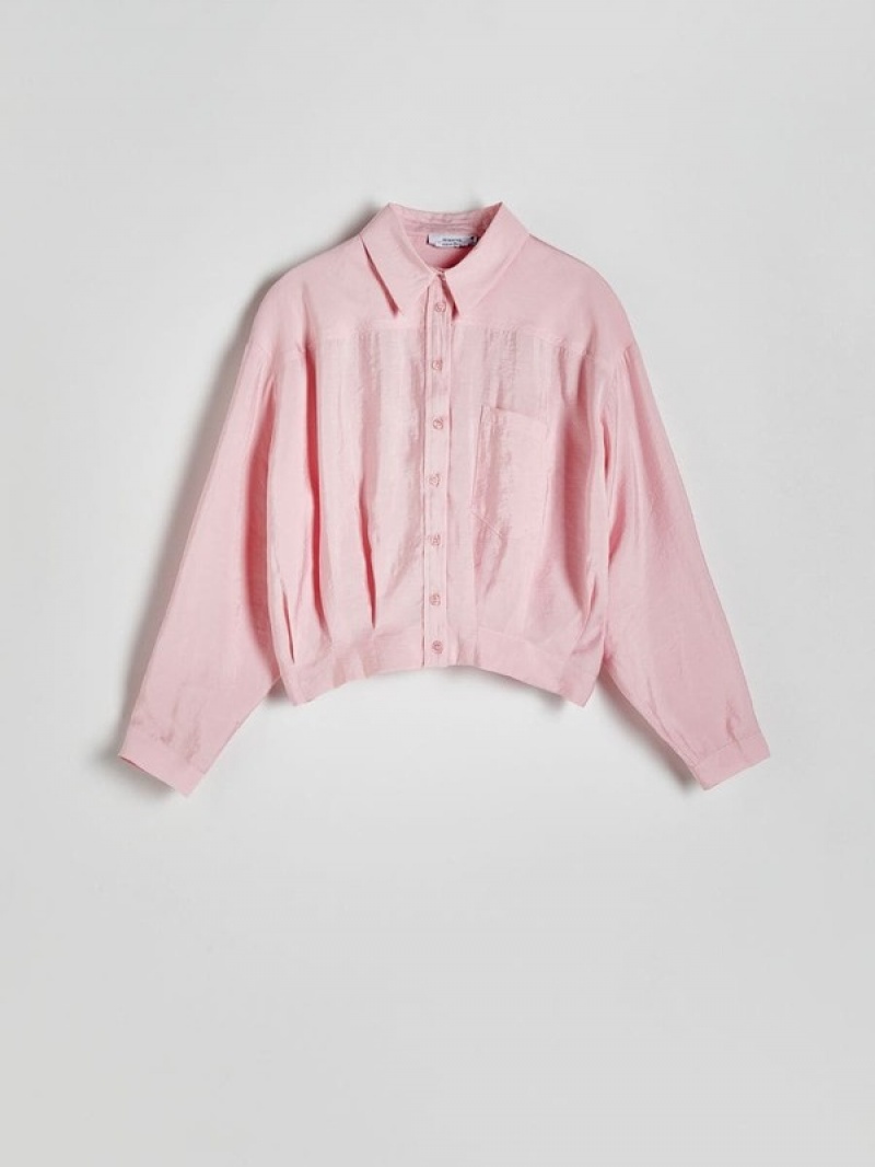 Pink Women's Reserved Viscose Shirts | 68529TADS