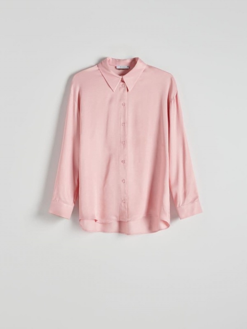 Pink Women's Reserved Viscose Shirts | 93478BUYN