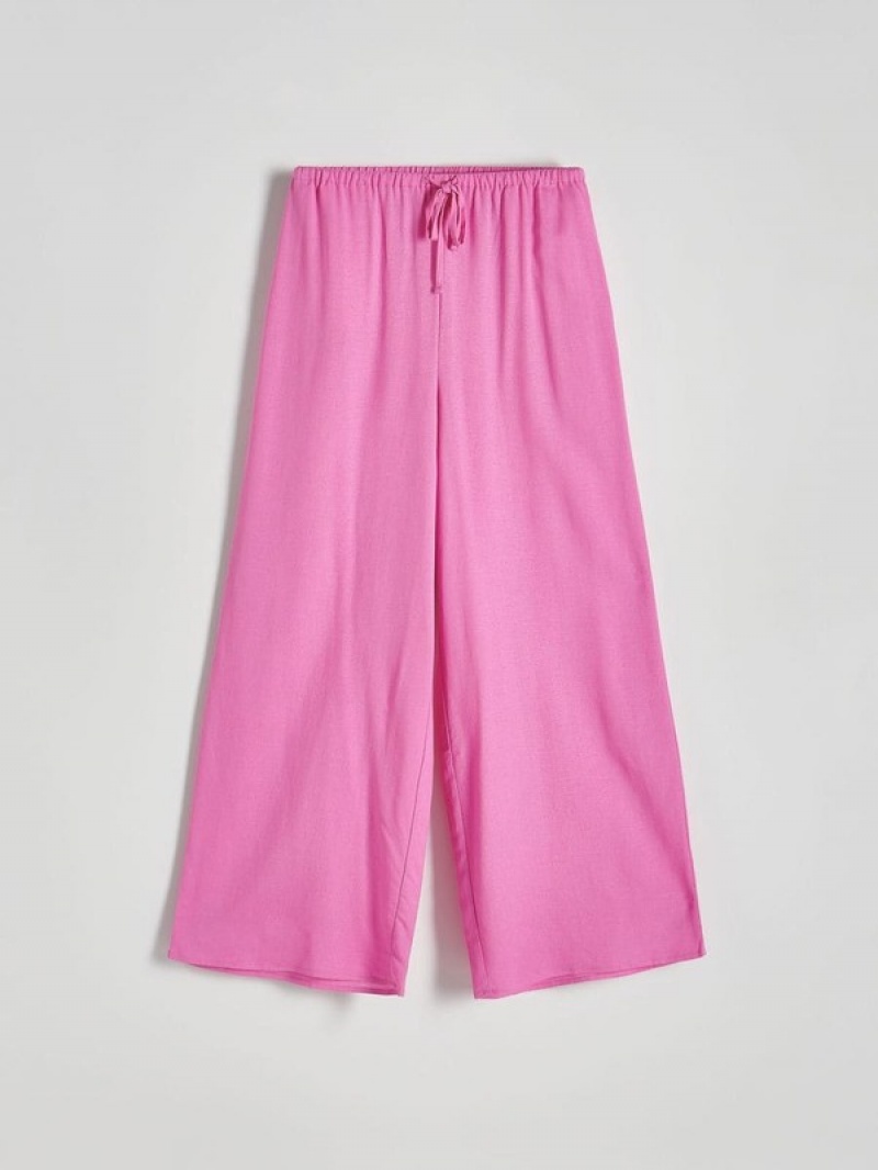 Pink Women's Reserved Wide Legviscose Blend Trousers | 98547HUYI