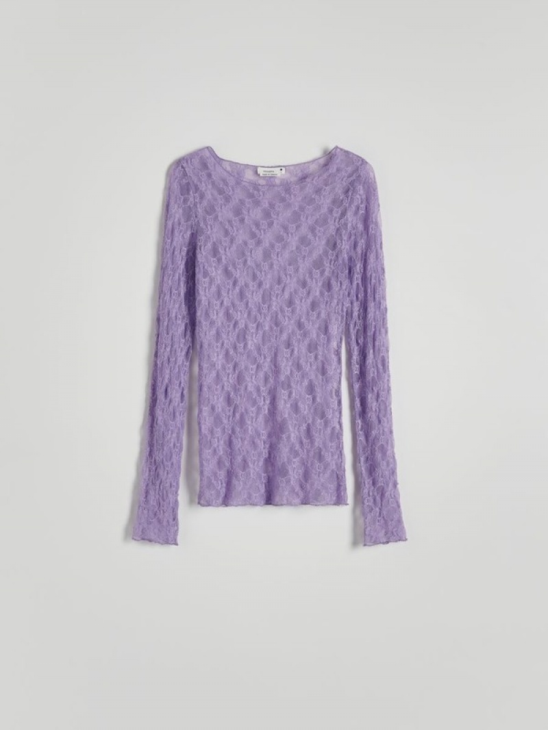 Purple Women's Reserved Long-sleeved Top Shirts | 94172ARFC