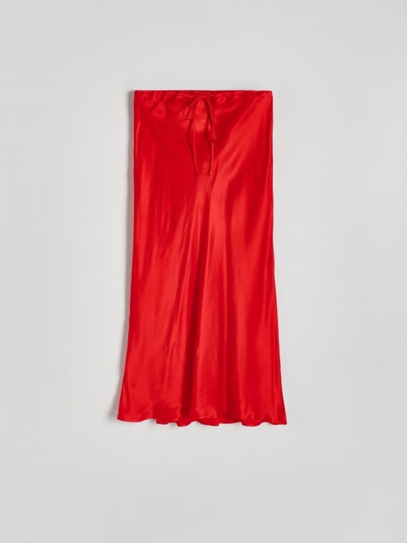 Red Women's Reserved Viscose Midi Skirts | 34815YIJB