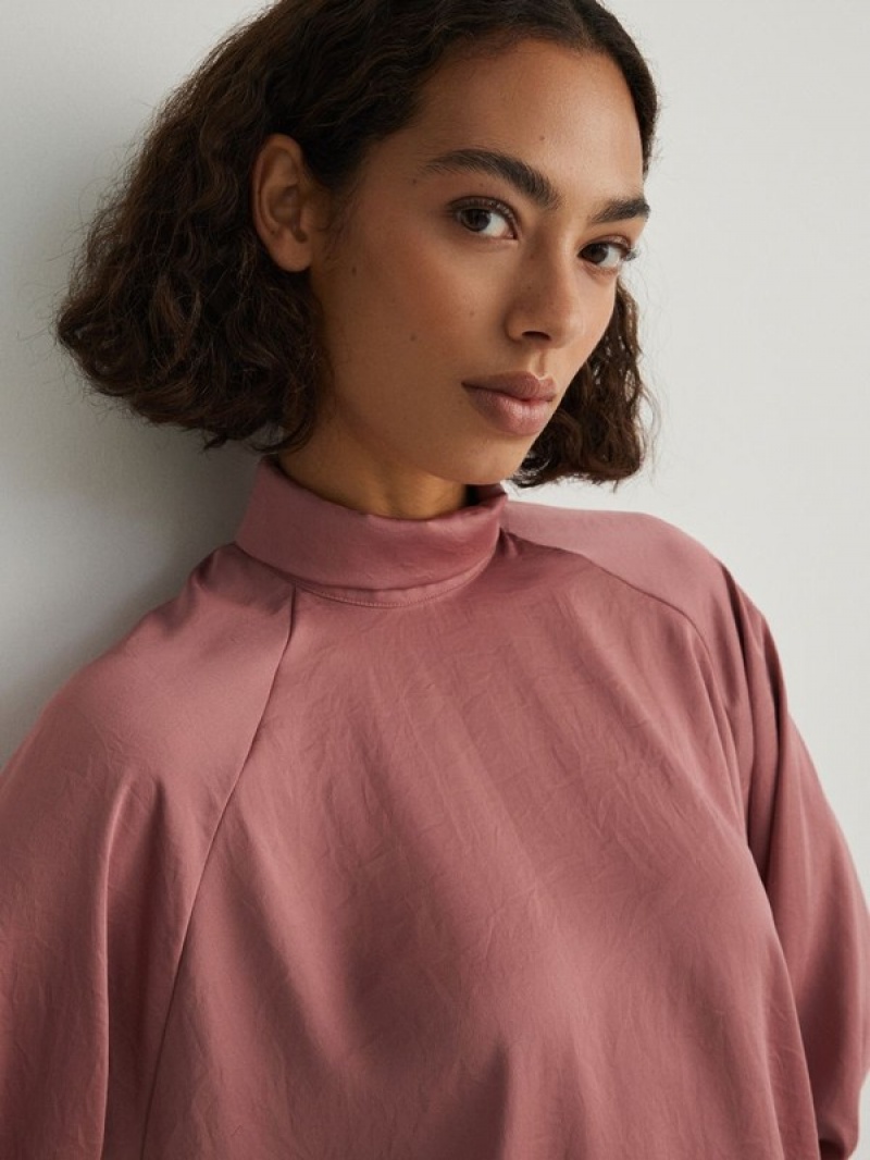 Rose Women's Reserved Satin Top Shirts | 20437BQLA