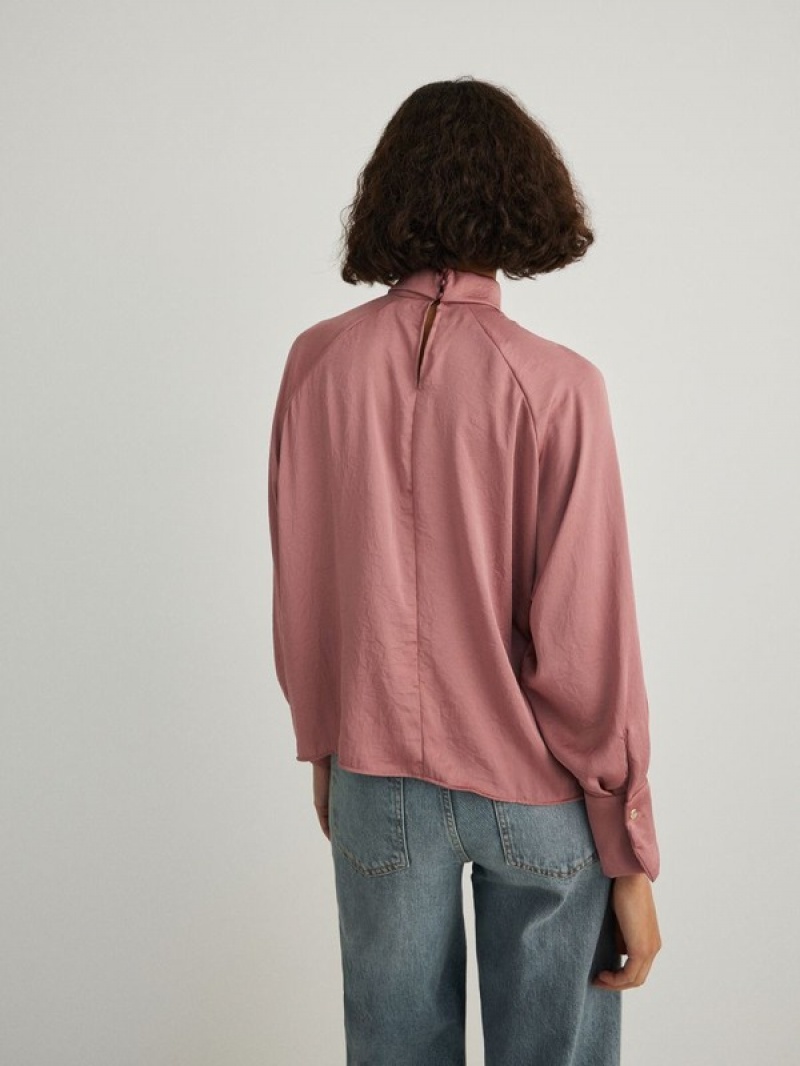 Rose Women's Reserved Satin Top Shirts | 20437BQLA