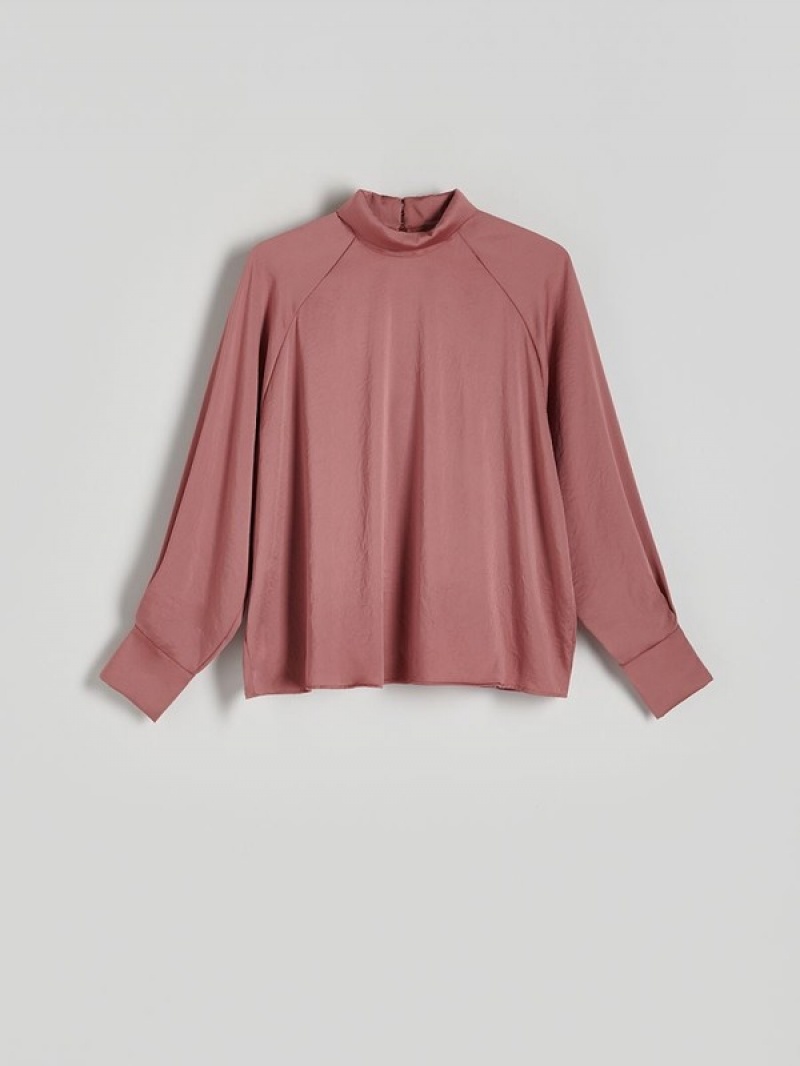 Rose Women's Reserved Satin Top Shirts | 20437BQLA