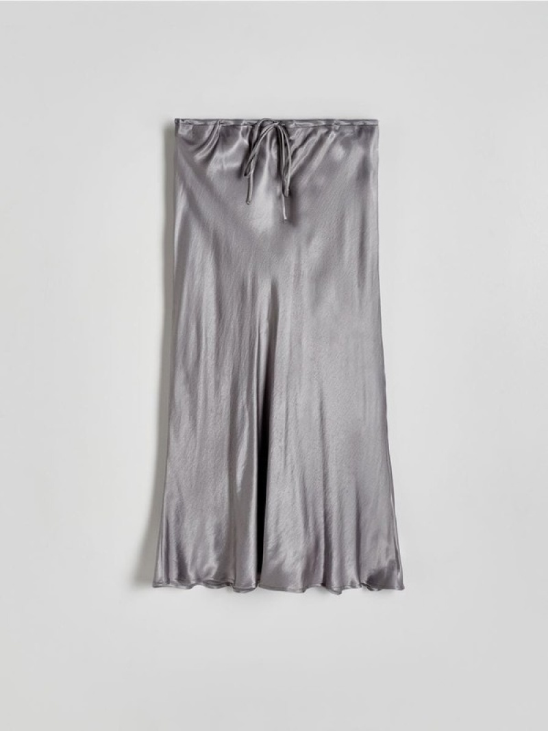 Silver Women's Reserved Viscose Midi Skirts | 95136WDKN