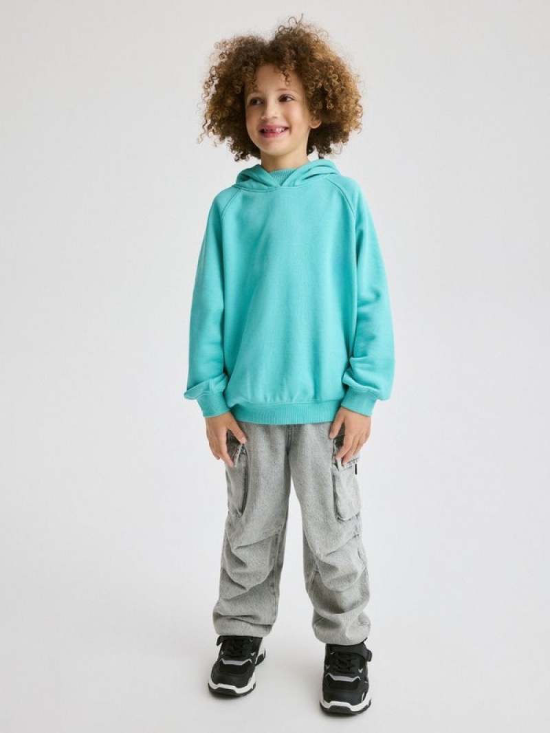 Turquoise Boys' Reserved Oversized Sweaters | 73458OXVU