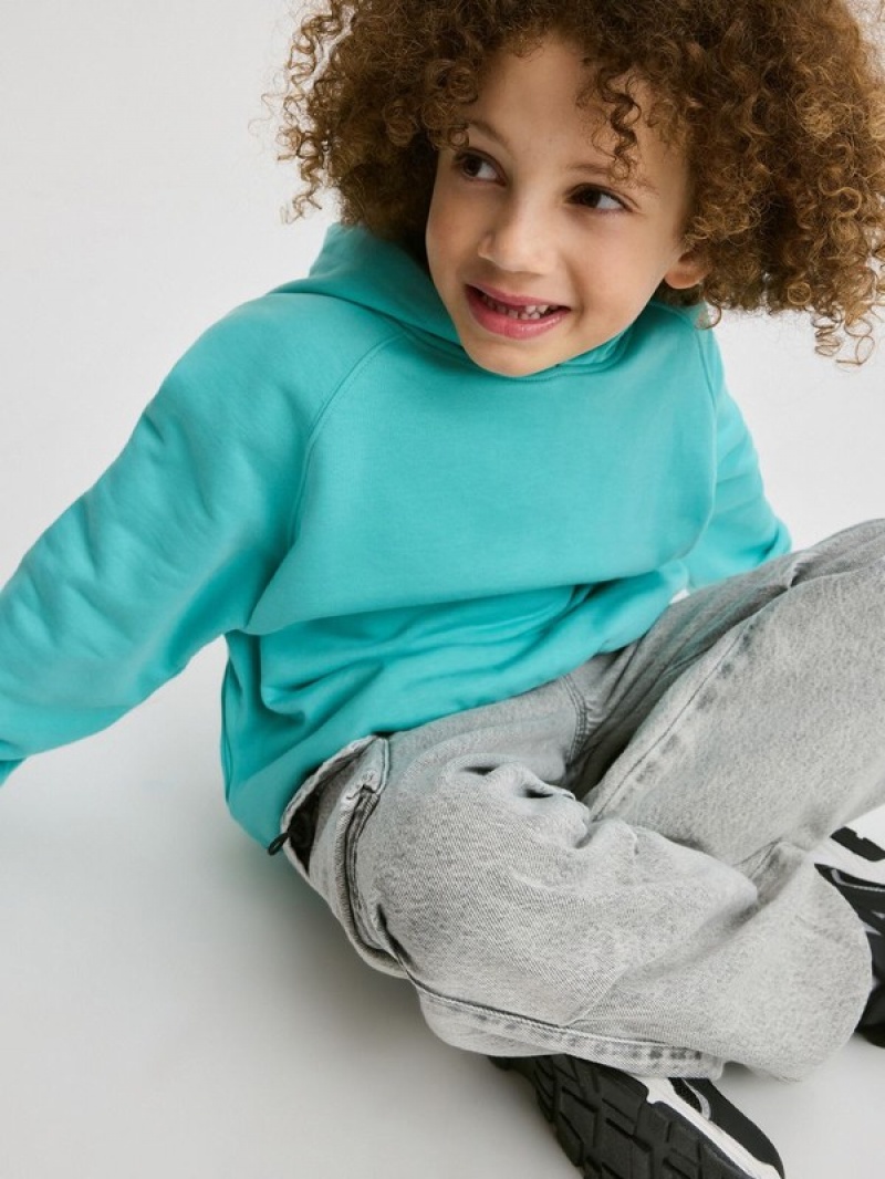 Turquoise Boys' Reserved Oversized Sweaters | 73458OXVU