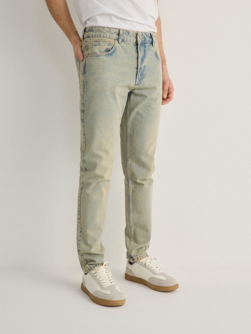 Turquoise Men's Reserved Carrot Slimwash Effect Jeans | 94021TRJF