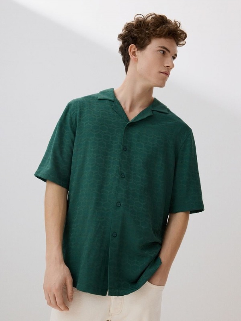 Turquoise / Green Men's Reserved Boxy Shirts | 64128GWSK