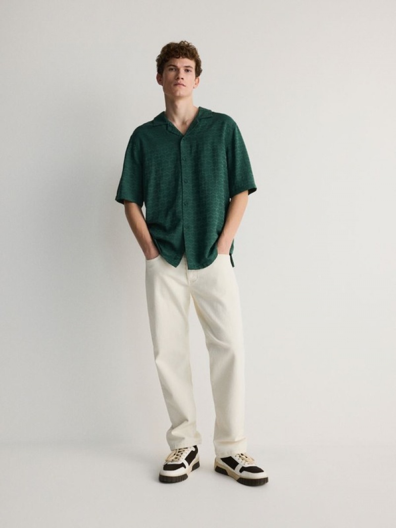 Turquoise / Green Men's Reserved Boxy Shirts | 64128GWSK