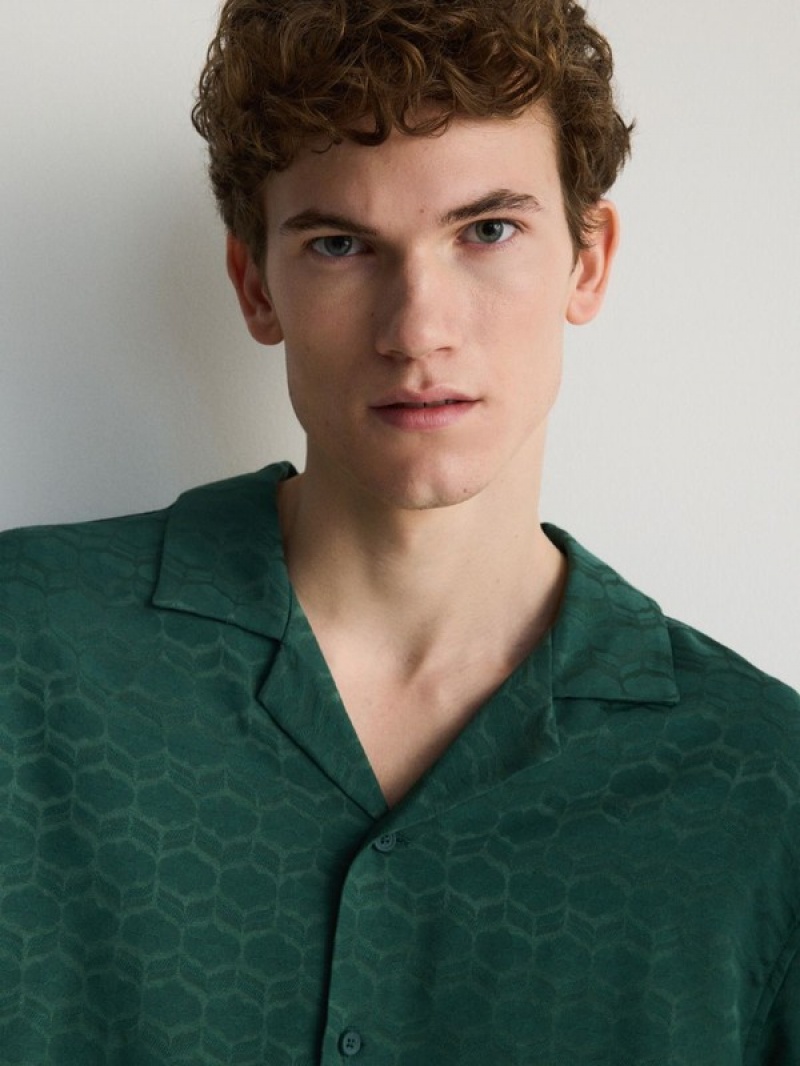 Turquoise / Green Men's Reserved Boxy Shirts | 64128GWSK