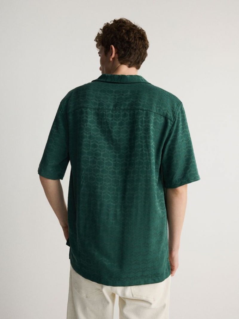 Turquoise / Green Men's Reserved Boxy Shirts | 64128GWSK