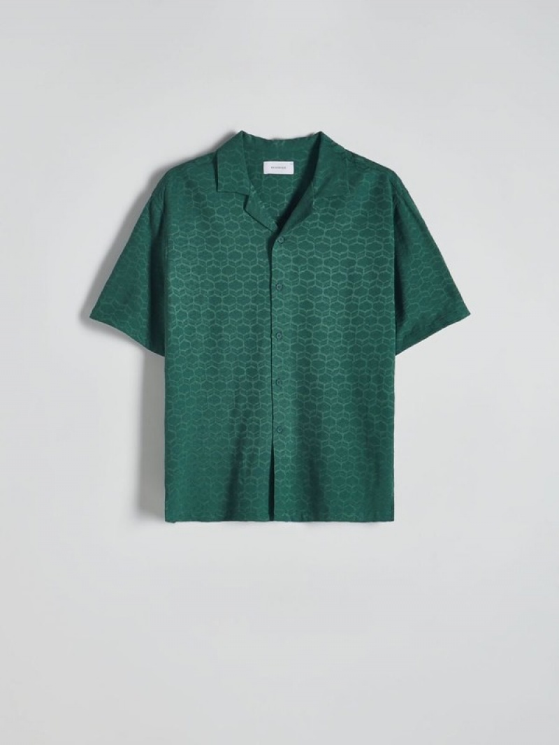 Turquoise / Green Men's Reserved Boxy Shirts | 64128GWSK