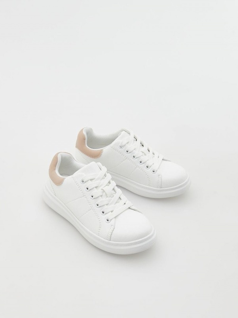 White Girls' Reserved Faux Leather Shoes | 84160LDMH