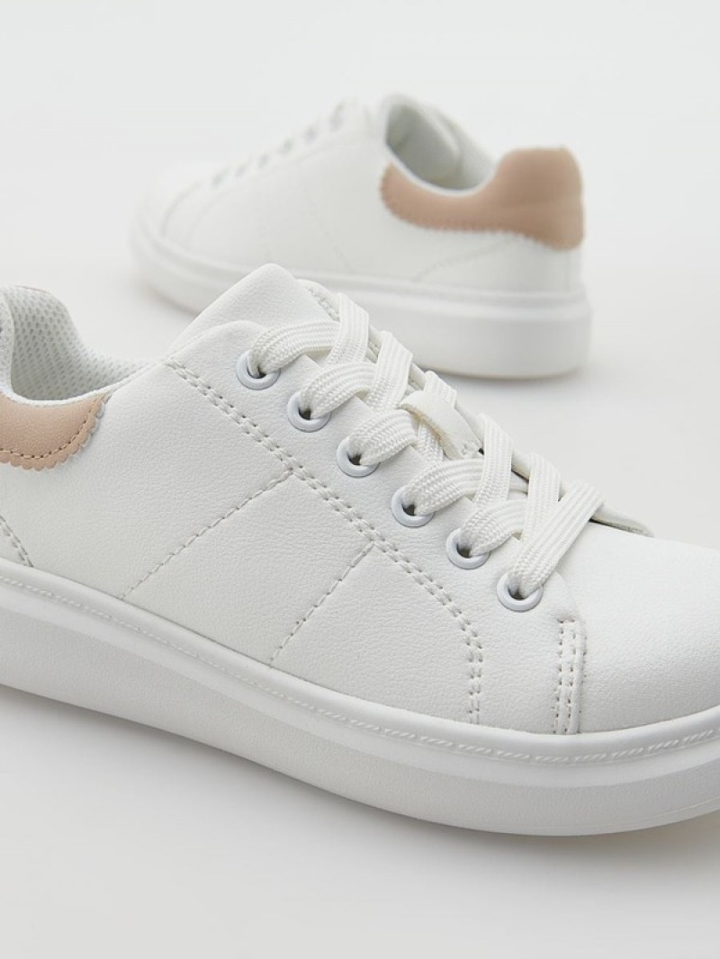 White Girls' Reserved Faux Leather Shoes | 84160LDMH