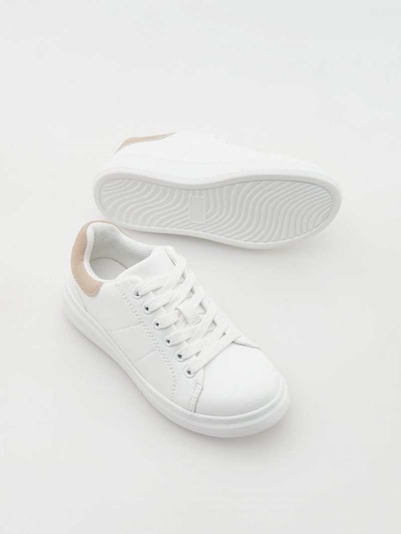 White Girls' Reserved Faux Leather Shoes | 84160LDMH