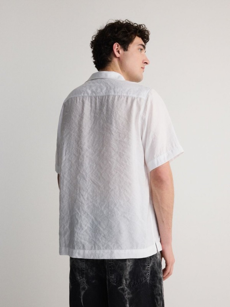 White Men's Reserved Boxy Shirts | 45013HXUA