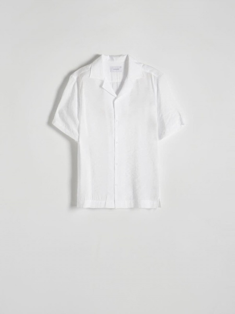 White Men's Reserved Boxy Shirts | 45013HXUA