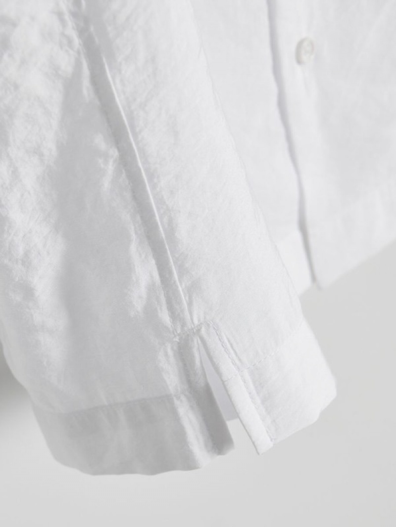 White Men's Reserved Boxy Shirts | 45013HXUA