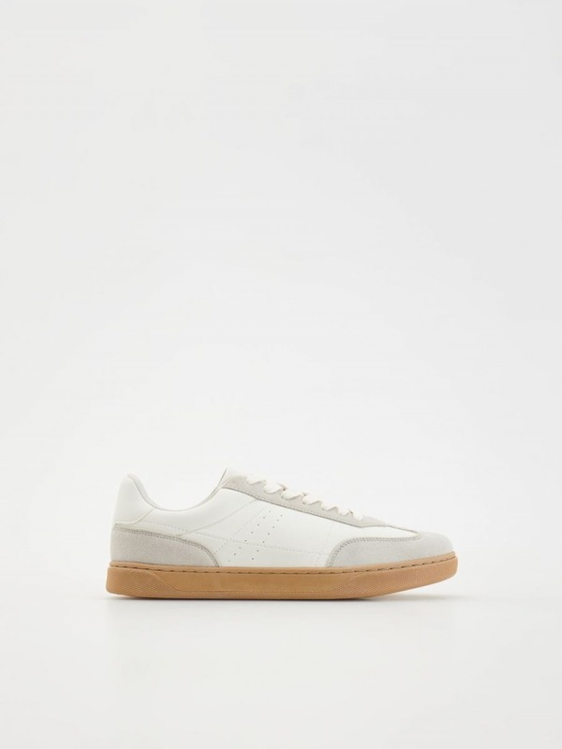 White Men's Reserved Combined Materials Shoes | 26740MBCH