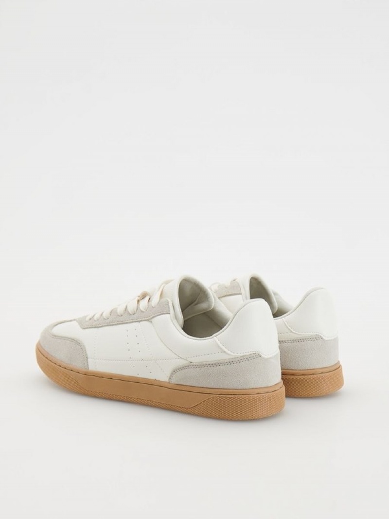 White Men's Reserved Combined Materials Shoes | 26740MBCH