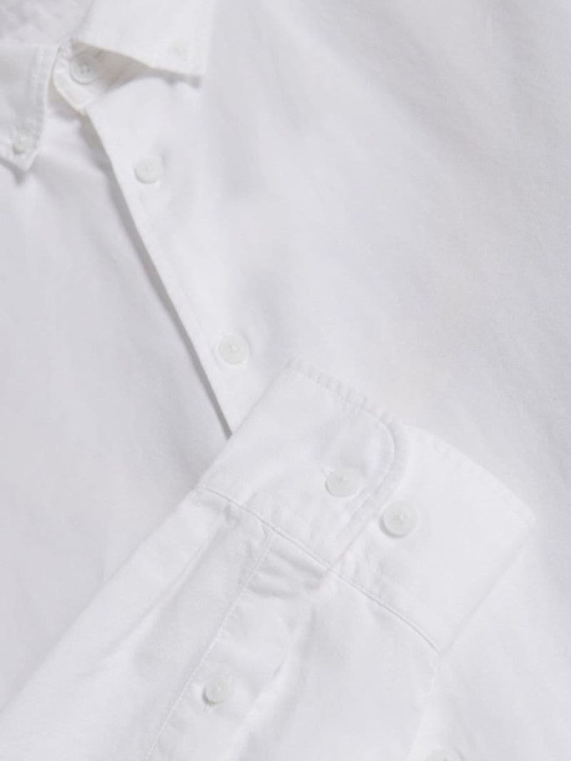 White Men's Reserved Comfort Fit Shirts | 19280KBDN