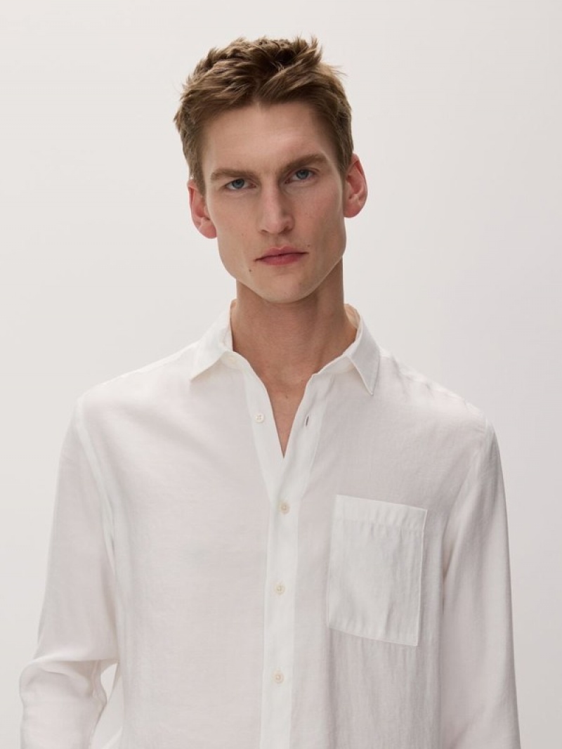 White Men's Reserved Comfort Fit Shirts | 76408BRYH