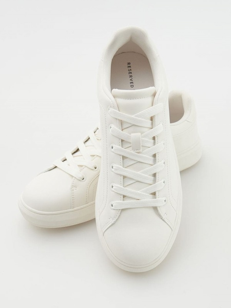 White Men's Reserved Faux Leather Shoes | 01485GPZX