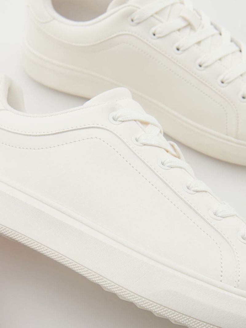 White Men's Reserved Faux Leather Shoes | 01485GPZX