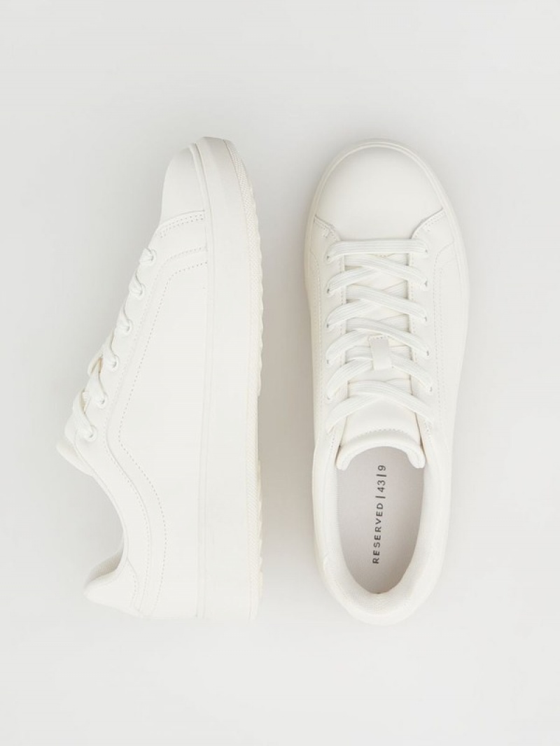 White Men's Reserved Faux Leather Shoes | 01485GPZX