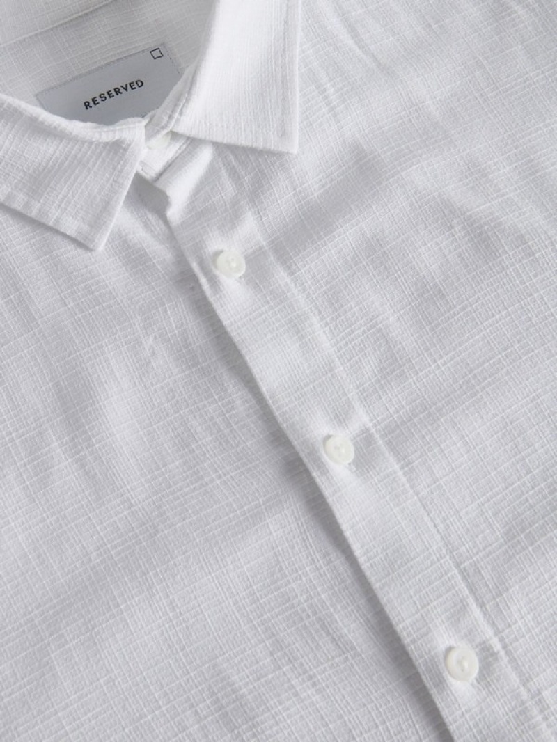 White Men's Reserved Regular Fit Cotton Rich Shirts | 59718KNFX