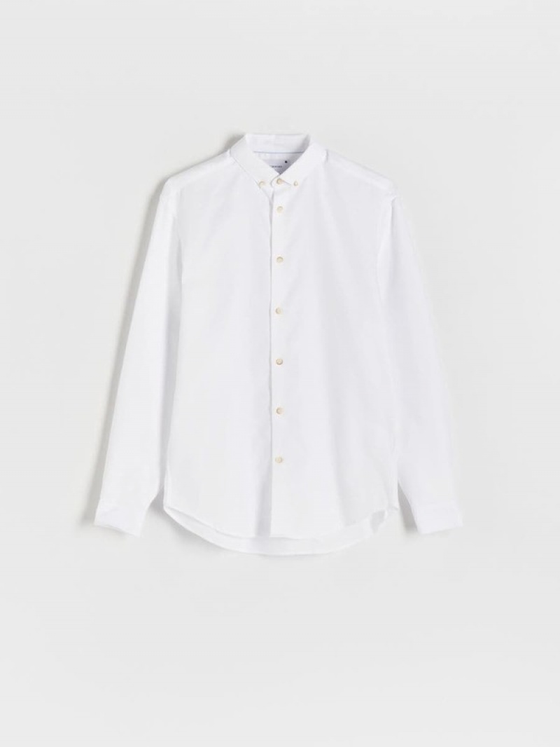 White Men's Reserved Regular Fit Cotton Shirts | 90816FCDO