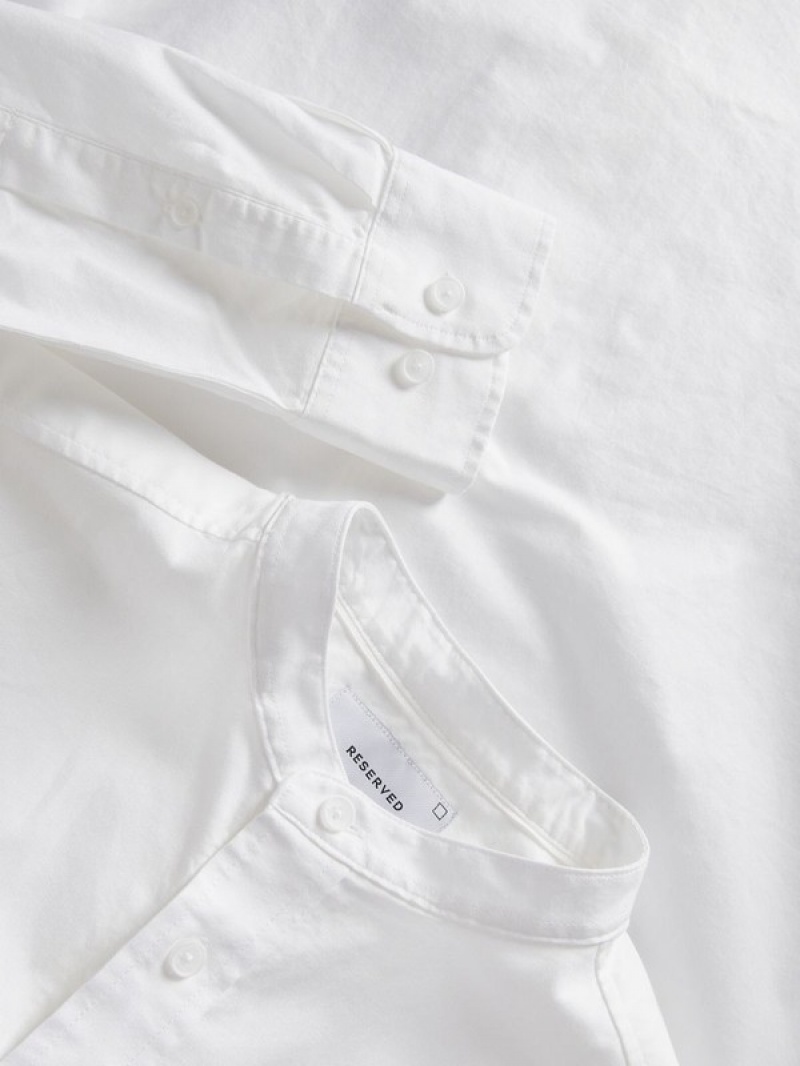 White Men's Reserved Regular Fit Mandarin Collar Shirts | 29531CONP