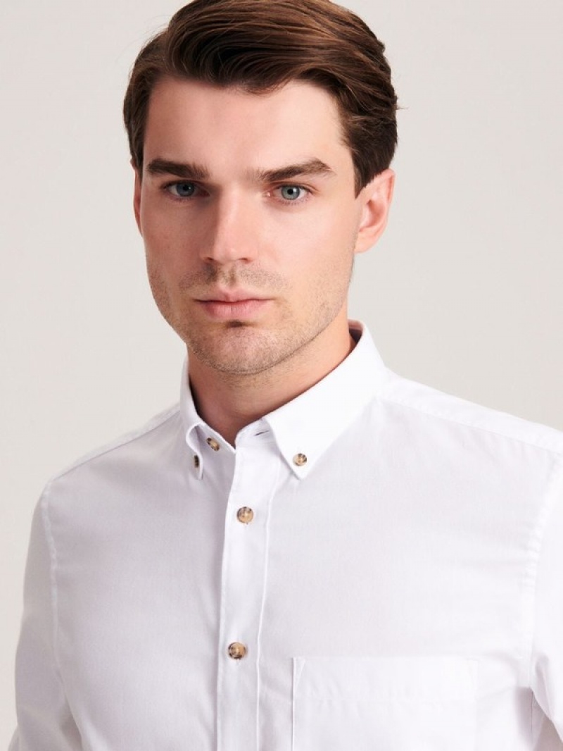 White Men's Reserved Regular Fit Shirts | 97603PNFE