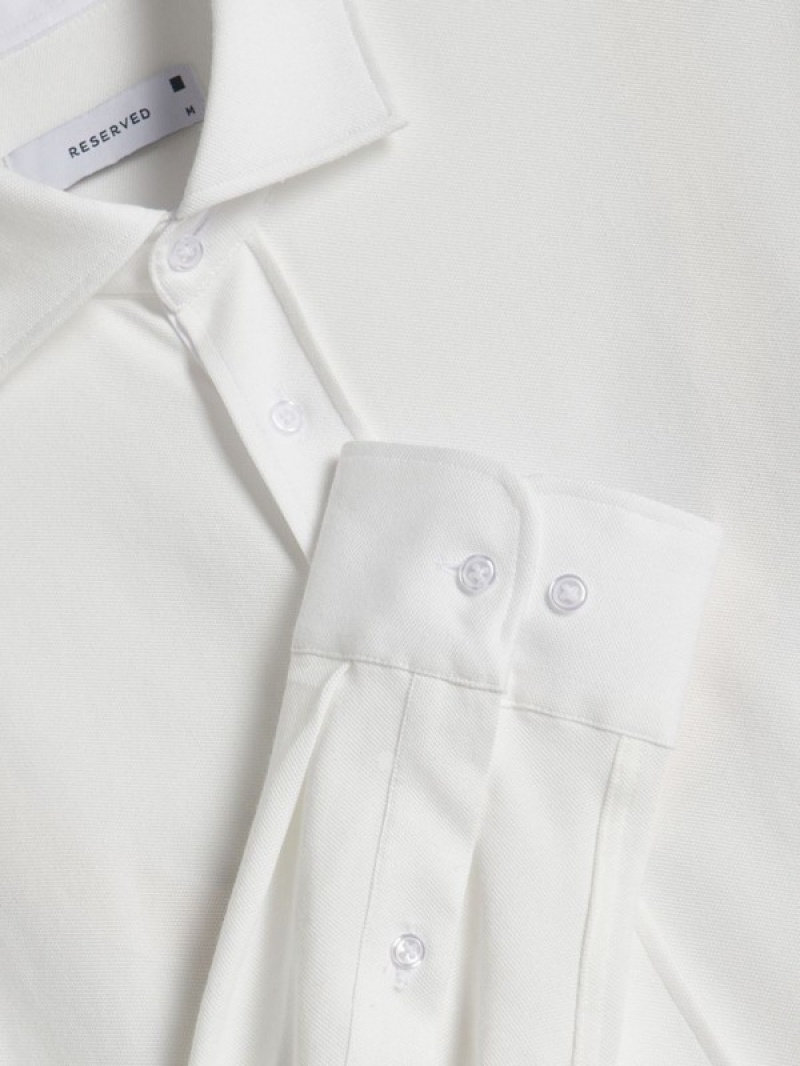 White Men's Reserved Slim Fit Jersey Shirts | 18203ILCW